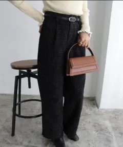 Pierrot ラメツイードワイドパンツ