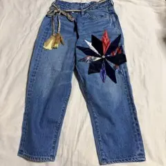 リーバイス ストレートパンツ チロリアン 花柄 W31 青 綿 お散歩 
