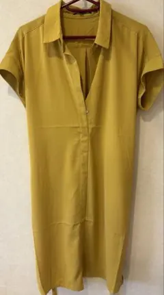 【新品】マタニティ　授乳服 マスタード シャツワンピース　半袖 エンジェリーベ