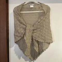Spick and Span ベージュ レース編み三角ショール