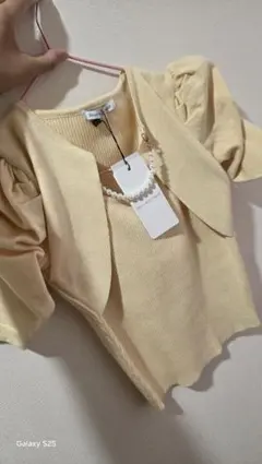JULIA BOUTIQUE パール付き 半袖ニット イエローのサムネイル