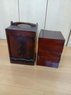 木製 赤 重箱 約30cm