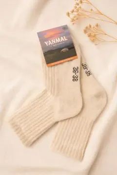 暖かウールソックス◆モンゴル産、オーガニックホワイト、厚手◆