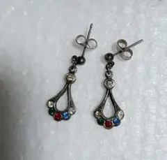 カラフルストーン付きフープピアス