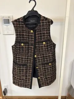 美品】グレースコンチネンタル 25AW フェザーチェックツイードジレ 36