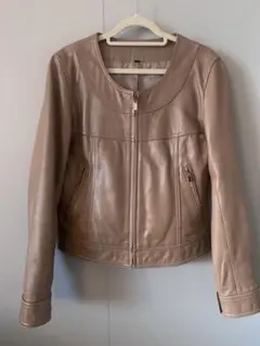 【美品】羊革 ラムスキン レザージャケット イタリア製レザー ウォッシャブル S