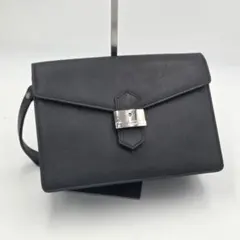 【美品】 イヴサンローラン　クラッチバッグ　革　黒×銀　YSL総柄　希少デザインのサムネイル