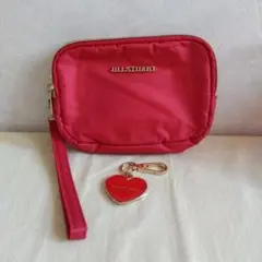 JILL STUART ダブルジップポーチ ハート型チャーム付き