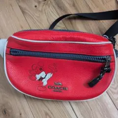 COACH ミッキーマウス ボディバッグ レッド