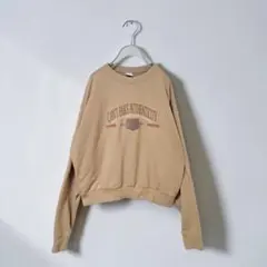 MOUSSY 刺繍ロゴ スウェット ベージュ クロップド丈 人気