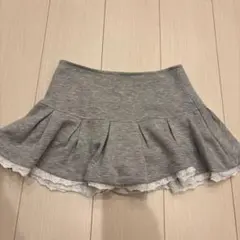 グレー フレアスカート レース付き