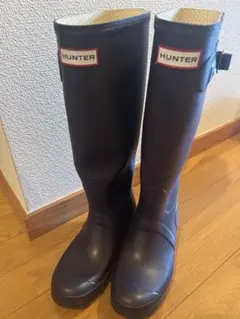HUNTER レインブーツ ブラック ロングブーツ UK5 24cm - メルカリ