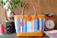 Les Toiles Du Soleil ブラウン牛革トートバッグ　ハンドメイドのサムネイル