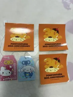 ポムポムプリン 30周年記念シール 3枚セット&2枚お守り