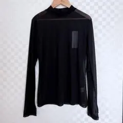 GU シアー ハイネックT 長袖トップス Sサイズ ブラック 黒