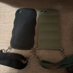スマホケース ブラック オリーブグリーン 2個セット