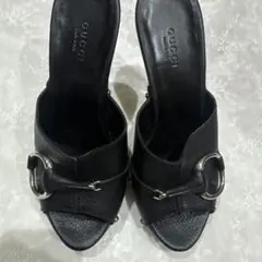 正規品】GUCCI グッチ ホースビット シマレザー ミュール 黒 35.5