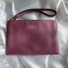 COACH コーチ レザー ポーチ ピンク リストレット 小物入れ パープル
