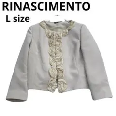 美品　RINASCIMENTO ノーカラージャケット ベージュ 花モチーフのサムネイル