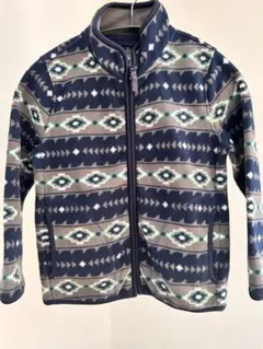 UNIQLOフリースジャケット 120cm ネイビーとグレーの幾何学模様