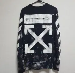 【未使用タグ付き】OFF-WHITE ペイントクロスアロー ロンT 長袖Tシャツ オフホワイト OFF WHITE 22SS TAPE ARROWS L/S TEE テープ
