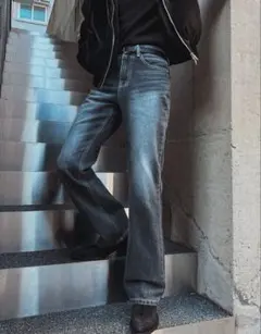 【2plan】ミレーストーンウォッシュブーツカットデニム