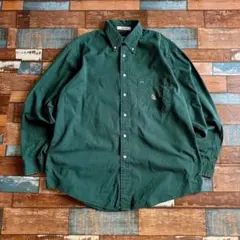 ノーティカ 刺繍ロゴ 長袖シャツ L 緑 USA古着 ゆるダボビッグシルエット