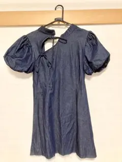 デニム ミニワンピース　チャイナ風