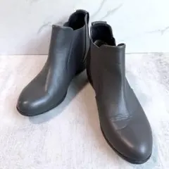 fitfit レザー サイドゴアアンクルブーツ 24cm グレー