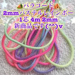 パラコード　１芯 ４m ２mm 特注品パステルレインボーカラーのサムネイル
