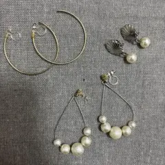 イヤリングセット ゴールド シルバー ホワイト