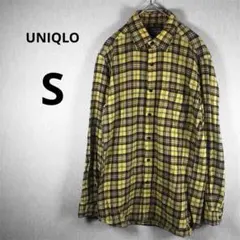 UNIQLO メンズ S イエロー ネルシャツ チェック柄 フランネルシャツ