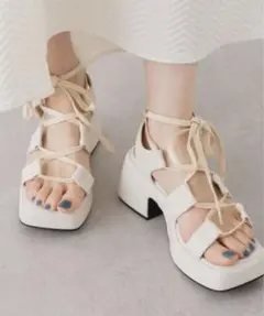 kastane【カスタネ】バルキーレースアップサンダル未使用替え紐箱付きM