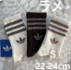 新品　アディダス　トレフォイルクルーソックス　スリーストライプス　ラメのサムネイル