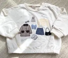 petit main 刺繍トレーナー ホワイト 90cm