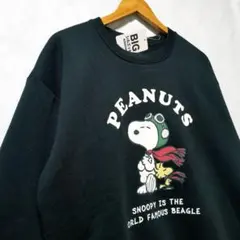 新品　ピーナッツ　ウッドストック　トレーナー　裏起毛　L　黒色　スヌーピー