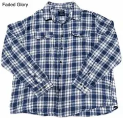 Faded Glory フランネルシャツ チェック ブルー XL Y2K ワークのサムネイル