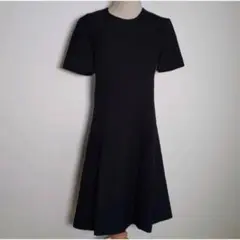 ブラックフォーマル 膝丈 ミディ丈 半袖 ワンピース 黒 礼服 喪服 花柄刺繍