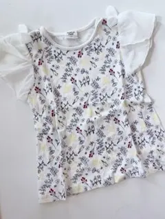 花柄フリル袖半袖シャツ