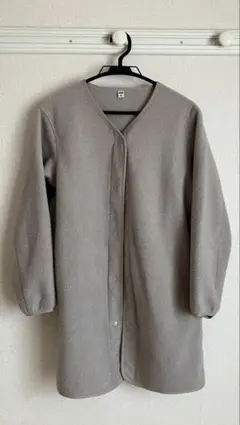 ユニクロ フリース Vネックコート ライトグレー