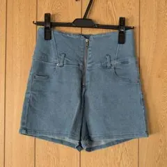 デニムブルー ハイウエストショートパンツ Mサイズ　美品