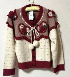 ピンクハウス　ハートモチーフ使いヨークニット　カーディガン