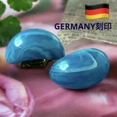 ドイツ製【ブルー✤オールドプラスティック】ヴィンテージイヤリング GERMANY