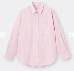 gu ストライプオーバーシャツ　ピンク