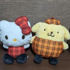 ハローキティ＆ポムポムプリン　チェック✕チェックドールGJ 2点セット