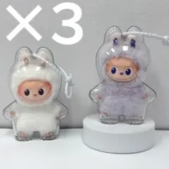M【最安値】3個 クリアケース ラブブ ミニ LABUBU イニシャル0603