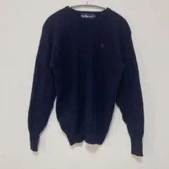 ラルフローレン【メンズS-M相当】紺 希少 インパクト21 ウール ニット