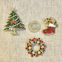 【未使用】 クリスマス　ブローチ　3点セット