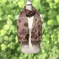 森ガール フェアリーグランジ 00s 花刺繍入りベージュストール