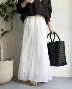 DOU DOU ラメドットシアースカート　ホワイト
